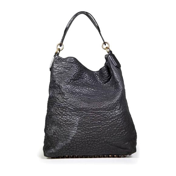 ALEXANDER WANG Black Pebbled Lambskin Studded Dumbo Darcy Hobo Handbag Purse - Picture 13 of 16